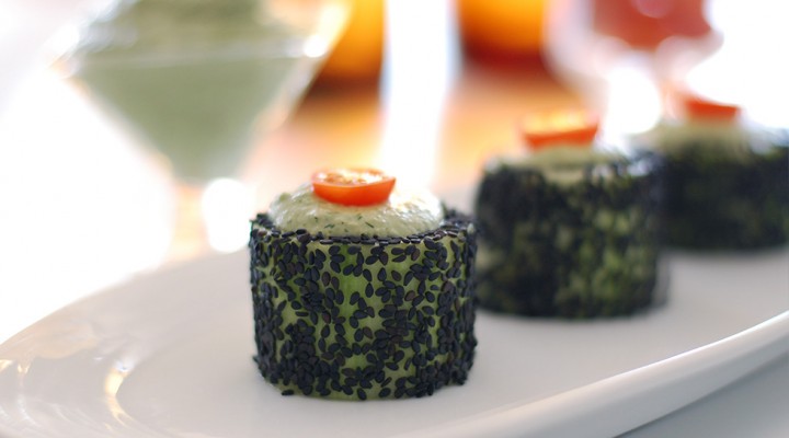 Cucumber Rolls with Herbed Cashew Cheese
