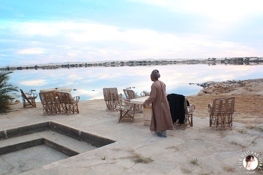 The Global Girl Travels: The healing Siwa salt lake at the Adrère Amellal luxury eco-friendly desert resort at Siwa Oasis, Egypt.